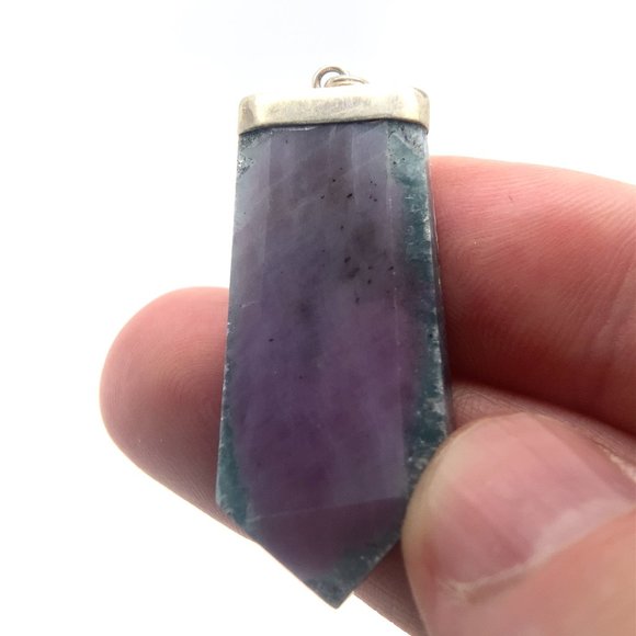 Ruby In Zoisite 52.75ct Solid 925 Sterling Silver Pendant - Picture 1 of 6